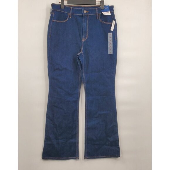 Old Navy High Rise Wow Flare Jeans Women Size 12 NWT Dark Wash Cotton - Picture 3 of 16